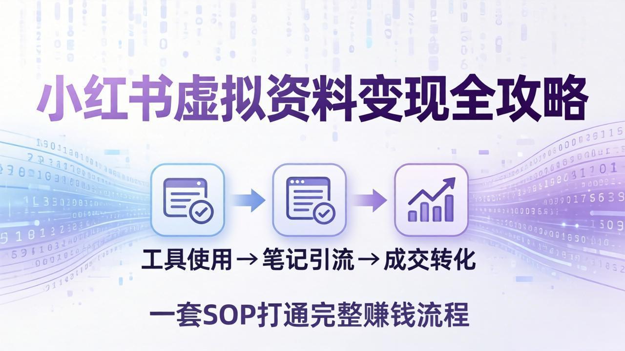 小红书虚拟资料变现全攻略：从工具使用到笔记引流成交，一套 SOP 打通完整赚钱流程-轻创终点站